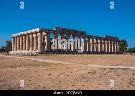 Temple archaïque ou premier Temple de Hera à Paestum, en Italie, également appelé Basilique, une ruine antique de Temple grec Banque D'Images