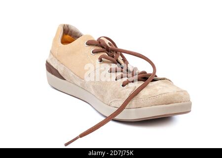 Baskets tendance chaussures mocassins isolés sur fond blanc. Banque D'Images