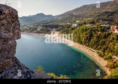 Grèce, Preveza, Parga, Valtos Beach en été Banque D'Images