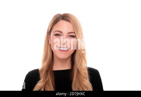 Portrait de femme isolé sur blanc. Banque D'Images