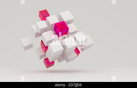 Image d'arrière-plan conceptuel avec la figure du cube et social des lignes de connexion. Le rendu 3D Banque D'Images