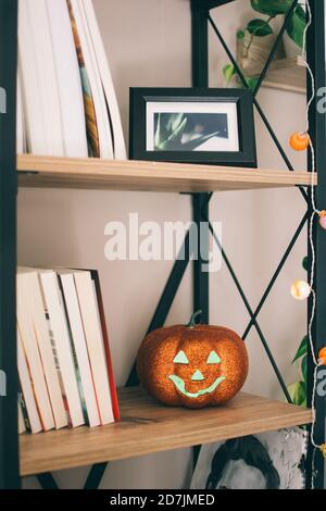 Motif coin décoration citrouille scintillante pour Halloween Banque D'Images