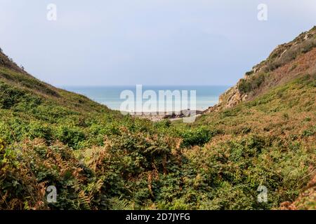 France, Manche, Cotentin, Baie du Mont-Saint-Michel classée au patrimoine mondial de l'UNESCO, Carolles, Vallée du Lude // France, Manche (50), Cotentin, Baie du Banque D'Images