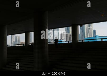 De nombreux bâtiments résidentiels de grande hauteur se trouvent dans le quartier de Toyosu Tokyo, au Japon. Banque D'Images