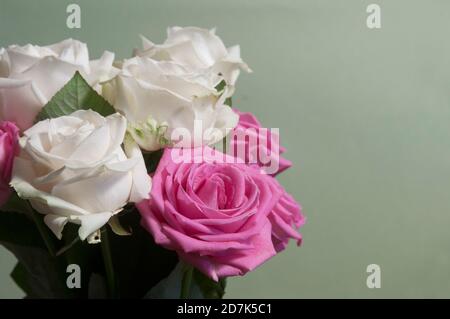 Roses posy sur fond vert, gros plan Banque D'Images
