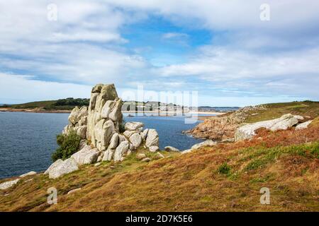 Blocs de granit abîmés, Peninnis Head, St Mary’s, Scilly Isles. Banque D'Images