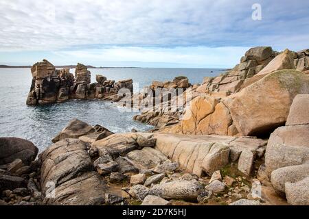 Blocs de granit abîmés, Peninnis Head, St Mary’s, Scilly Isles. Banque D'Images