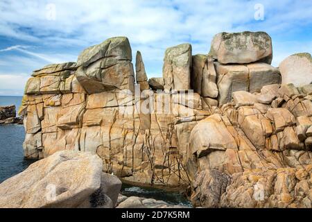 Blocs de granit abîmés, Peninnis Head, St Mary’s, Scilly Isles. Banque D'Images