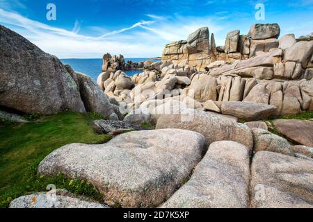 Blocs de granit abîmés, Peninnis Head, St Mary’s, Scilly Isles. Banque D'Images