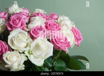 Roses posy sur fond vert, gros plan Banque D'Images