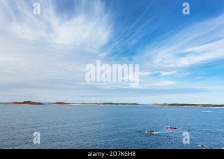 En direction de St Agnes depuis Hugh Town, St Mary’s Scilly Isles. Banque D'Images