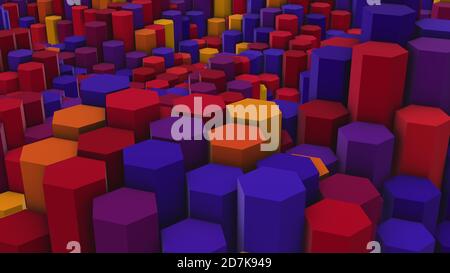 Arrière-plan abstrait des hexagones 3d semblable aux crayons de couleur. rendu 3d Banque D'Images