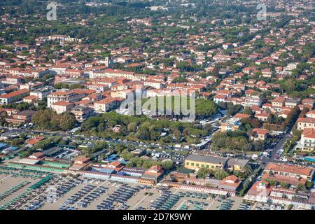 Vue aérienne de la plage de forte dei Marmi Banque D'Images