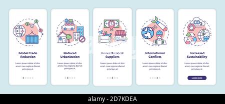 Tendances de la globalisation inverse intégration de l'écran de la page d'application mobile avec des concepts Illustration de Vecteur