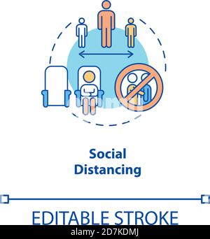 Icône de concept de distance sociale Illustration de Vecteur