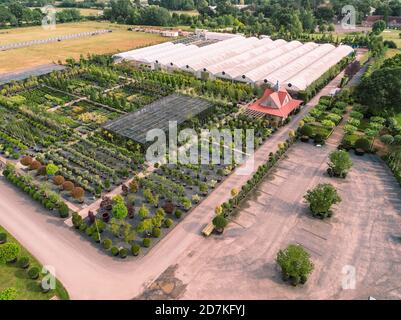 Architectural plants est une pépinière à Pulborough, West Sussex, Angleterre, Royaume-Uni. Situé dans 32 hectares de champs ouverts et entouré de terres agricoles donnant sur t Banque D'Images