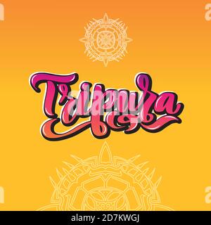 Typographie manuscrite Tripura. États de l'Inde. Illustration de Vecteur