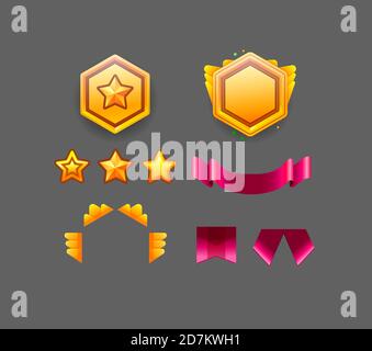 Constructeur de vecteur étoile de jeu. Collection Icon design pour le jeu, l'interface utilisateur, la bannière, le design pour l'application, l'interface, le développement de l'interface graphique. Réception du dessin animé Illustration de Vecteur