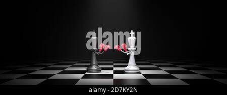 Les figures King Chess sont la boxe, le concept d'affaires 3d rendu illustration 3d Banque D'Images