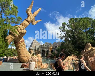 Orlando, FL/USA - 10/18/20: L'extérieur du spectacle Poseidon Fury à Universal Studios à Orlando, Floride. Banque D'Images