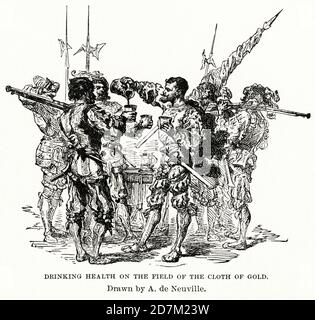 La santé à la consommation sur le champ du tissu d'or, tiré par A. de Neuville, illustration, Ridpath's History of the World, Volume III, par John Clark Ridpath, LL. D., Merrill & Baker Publishers, New York, 1897 Banque D'Images