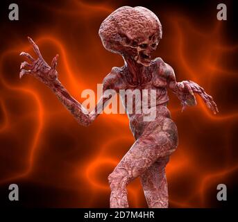 Fantasy Daemon brûle dans une illustration hellfire 3d Banque D'Images