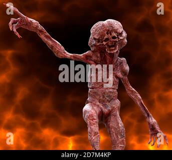 Fantasy Daemon brûle dans une illustration hellfire 3d Banque D'Images