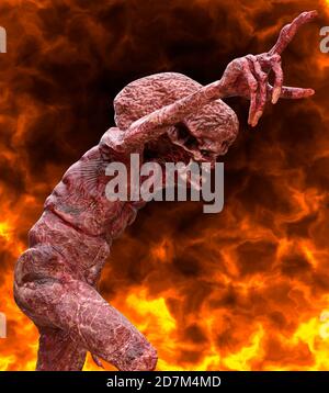 Fantasy Daemon brûle dans une illustration hellfire 3d Banque D'Images