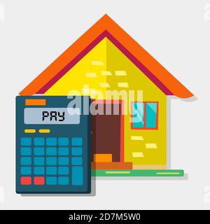 maison avec calculatrice pour un prêt un symbole de concept de maison illustration vectorielle Illustration de Vecteur