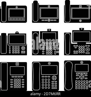 Ensemble d'icônes de téléphone vidéo. Vecteur de silhouette Illustration de Vecteur