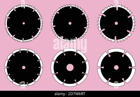 Lame de scie circulaire. Icônes plates. Illustration vectorielle Illustration de Vecteur