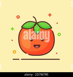 Tomate mignon mascotte visage émotion bonne mascotte fruit avec la couleur style de dessin animé plat Illustration de Vecteur