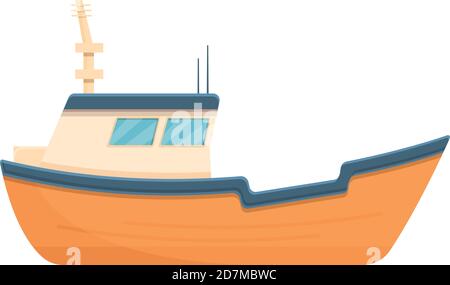 Icône de bateau de pêche orange. Dessin animé de yacht de pêche orange icône de vecteur pour la conception de Web isolé sur fond blanc Illustration de Vecteur