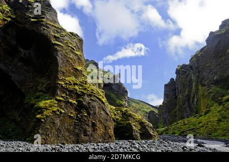Thórsmörk est une crête de montagne en Islande qui a été nommée d'après le dieu Norse Thor (Þór). Il est situé dans le sud de l'Islande entre les glaciers. Banque D'Images