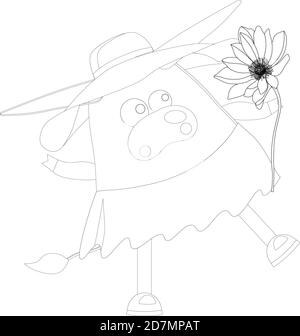 page de coloriage. boeuf. vache ou taureau caractère mignon Illustration de Vecteur