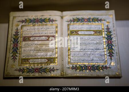 Ankara, Turquie; 08 octobre 2020: Manuscrit de Quran vue de l'Antiquité Banque D'Images