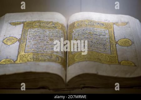 Ankara, Turquie; 08 octobre 2020: Manuscrit de Quran vue de l'Antiquité Banque D'Images