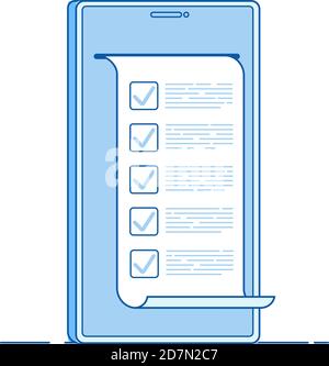 Test en ligne. Formulaire de questionnaire sur l'ordinateur sur le smartphone. Concept de ligne vectorielle de vote de résultat de test de questionnaire d'examen numérique en ligne à faire. Test et questionnaire en ligne, questionnaire et illustration de vote Illustration de Vecteur