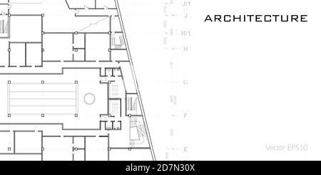 Arrière-plan architectural. Partie d'un projet architectural, plan architectural d'un bâtiment public. Spa avec piscine Illustration de Vecteur