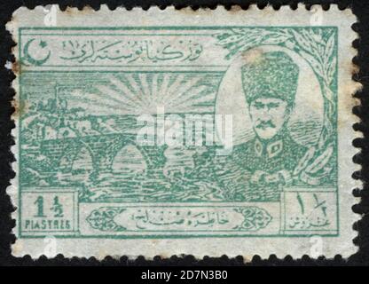 République de Turquie. Timbre-poste de la République de Turquie. Timbre historique de la République de Turquie. Un timbre-poste imprimé en République de Turquie. Banque D'Images