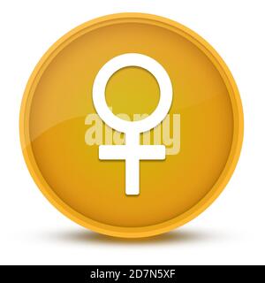 Illustration abstraite de l'enseigne femelle luxueuse bouton rond jaune brillant Banque D'Images