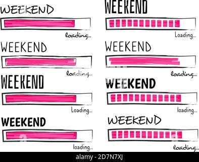 Chargement le week-end. Happy friday meme citation entreprise drôle de conception de vecteur. Illustration de la positivité du week-end, charge motivationnelle Illustration de Vecteur