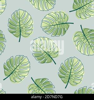Motif de feuilles de plante de monstère tropicale sans couture, papier peint de fond de feuille de Monstera exotique Illustration de Vecteur