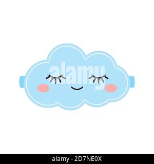Masque de sommeil mignon nuage avec les yeux fermés. Illustration de Vecteur
