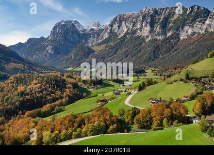 Vue d'ensemble du village avec Reiteralpe, Ramsau, Alpes Berchtesgadener, pays Berchtesgadener, haute-Bavière, Bavière, Allemagne Banque D'Images