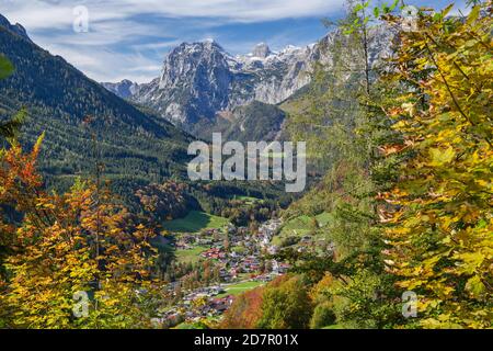 Vue d'ensemble du village avec Reiteralpe, Ramsau, Alpes Berchtesgadener, pays Berchtesgadener, haute-Bavière, Bavière, Allemagne Banque D'Images