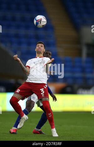 Cardiff, Royaume-Uni. 24 octobre 2020. Marvin Johnson de Middlesbrough en action. Match de championnat EFL Skybet, Cardiff City et Middlesbrough au Cardiff City Stadium de Cardiff, pays de Galles, le samedi 24 octobre 2020. Cette image ne peut être utilisée qu'à des fins éditoriales. Utilisation éditoriale uniquement, licence requise pour une utilisation commerciale. Aucune utilisation dans les Paris, les jeux ou les publications d'un seul club/ligue/joueur. photo par Andrew Orchard/Andrew Orchard sports Photography/Alamy Live News crédit: Andrew Orchard sports Photography/Alamy Live News Banque D'Images