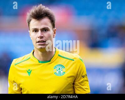 Melker Hallberg d'Hibernian pendant le montage Kilmarnock / Hibernian au stade Rugby Park le samedi 24 octobre 2020. Banque D'Images