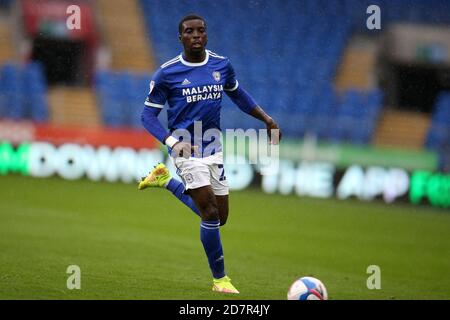 Cardiff, Royaume-Uni. 24 octobre 2020. Sheyi Ojo de Cardiff City en action. Match de championnat EFL Skybet, Cardiff City et Middlesbrough au Cardiff City Stadium de Cardiff, pays de Galles, le samedi 24 octobre 2020. Cette image ne peut être utilisée qu'à des fins éditoriales. Utilisation éditoriale uniquement, licence requise pour une utilisation commerciale. Aucune utilisation dans les Paris, les jeux ou les publications d'un seul club/ligue/joueur. photo par Andrew Orchard/Andrew Orchard sports Photography/Alamy Live News crédit: Andrew Orchard sports Photography/Alamy Live News Banque D'Images