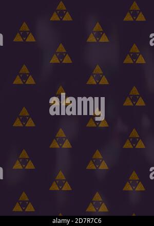 Fond bleu foncé avec motif triangle de couleur bronze et or Banque D'Images